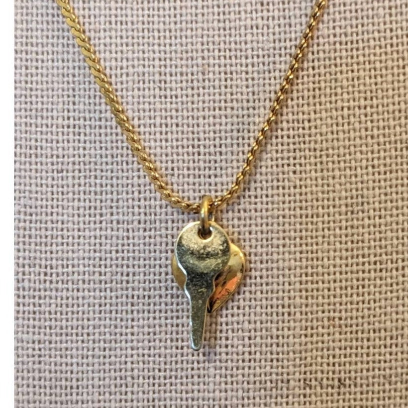 Key to My Heart Gold Tone Key & Heart Charm 18" Necklace  W/ Spring Ring Clasp