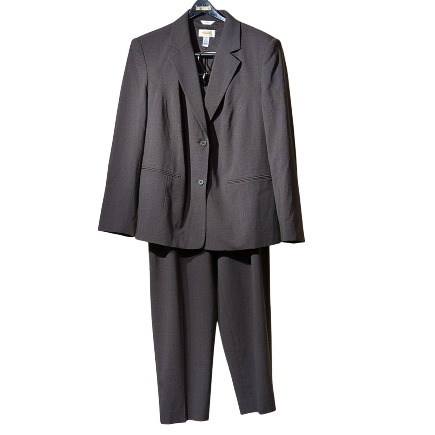 Talbots Brown Lightweight Fully Lined Wool Stretch Pantsuit Plus Sz 12W
