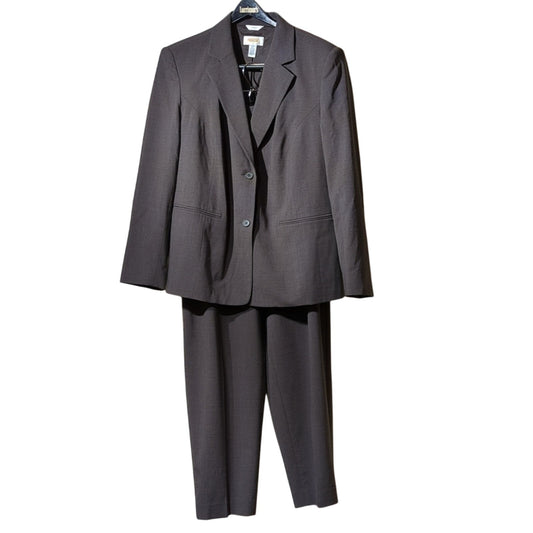 Talbots Brown Lightweight Fully Lined Wool Stretch Pantsuit Plus Sz 12W