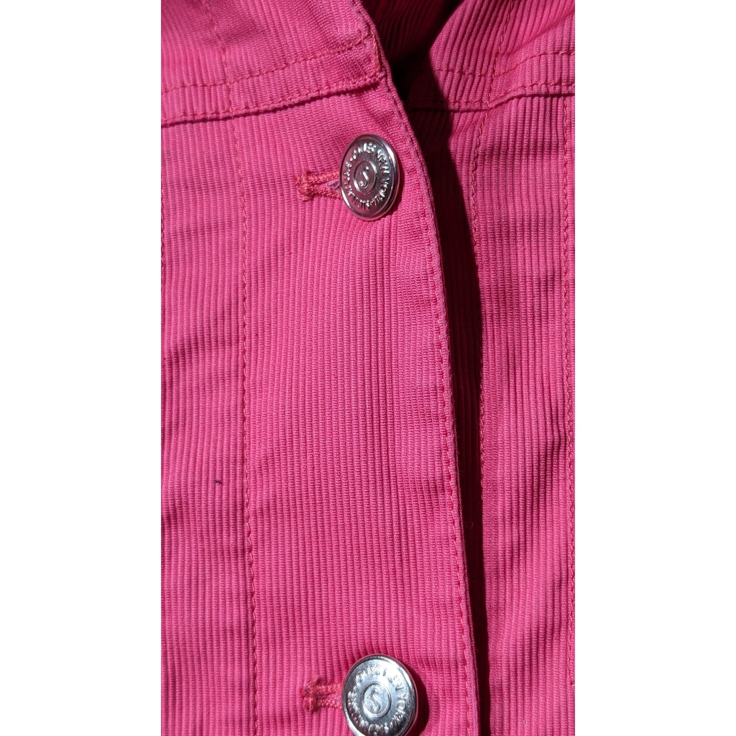 Jones New York Signature Pink/Salmon Cotton Stretch Button Up Jacket Womens Sz L