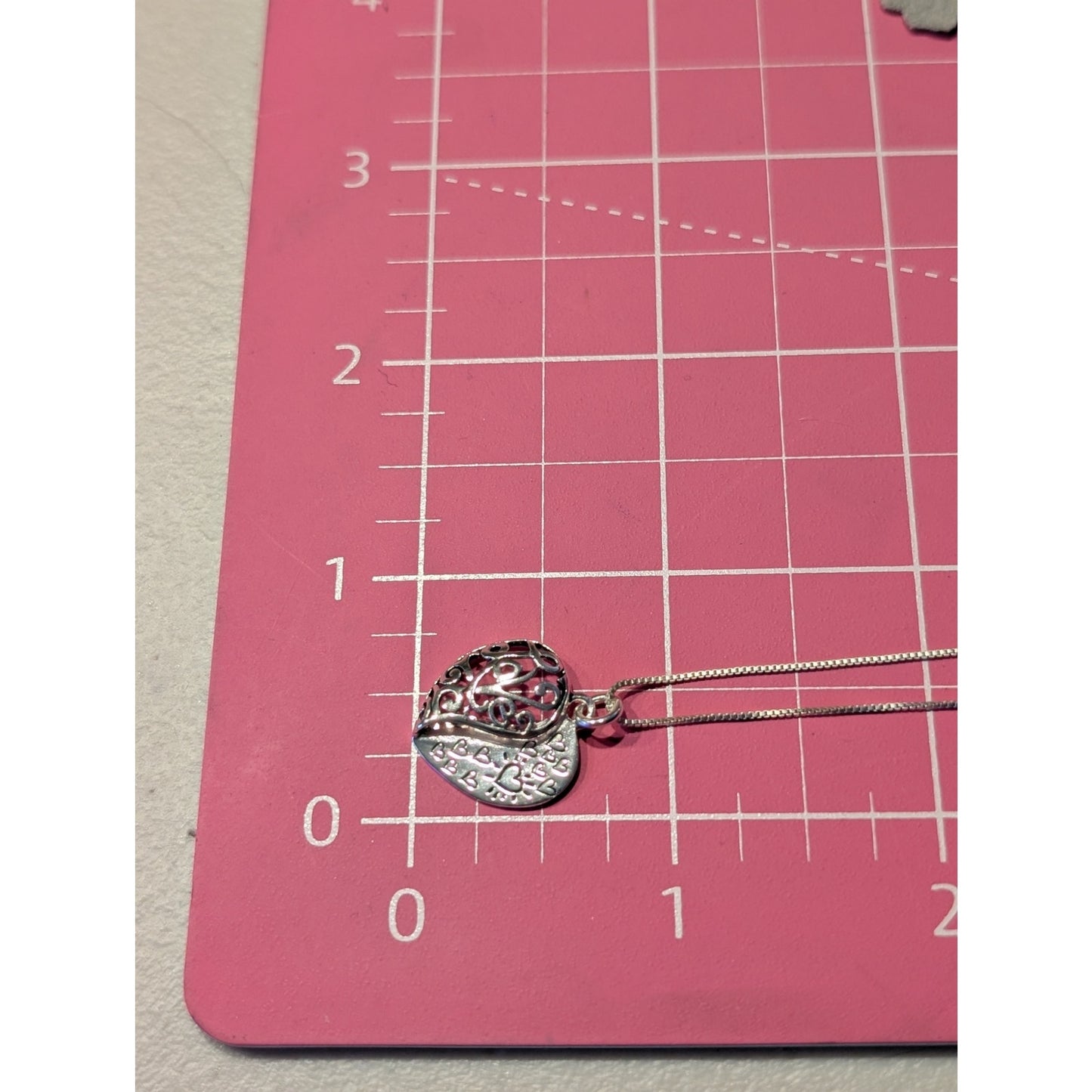 925 Sterling My Daughter My Love Filigree Love Heart Pendant Box Chain Necklace