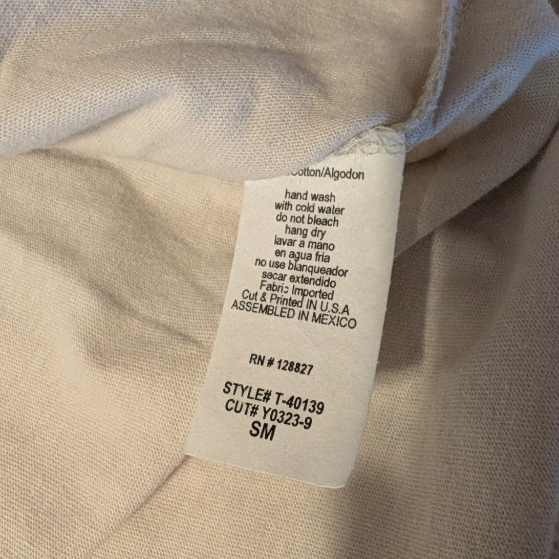 Tres Bien Ecru Script Tee Crop Oversized Shirt Womens Size S/M NWT