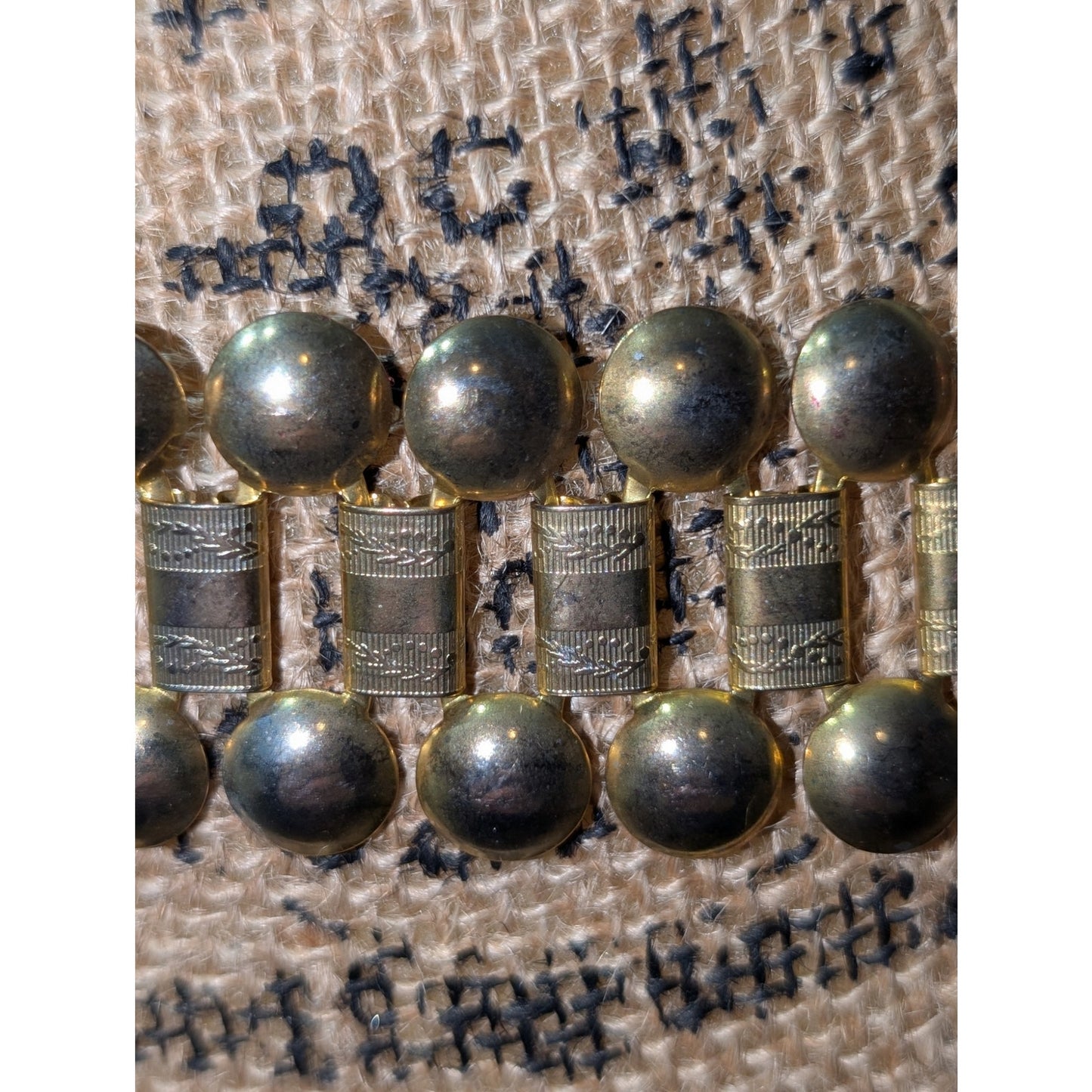 Vintage 1960s 1.5" Wide Gold Tone Etched Coin Dangle Belt 27"-51"