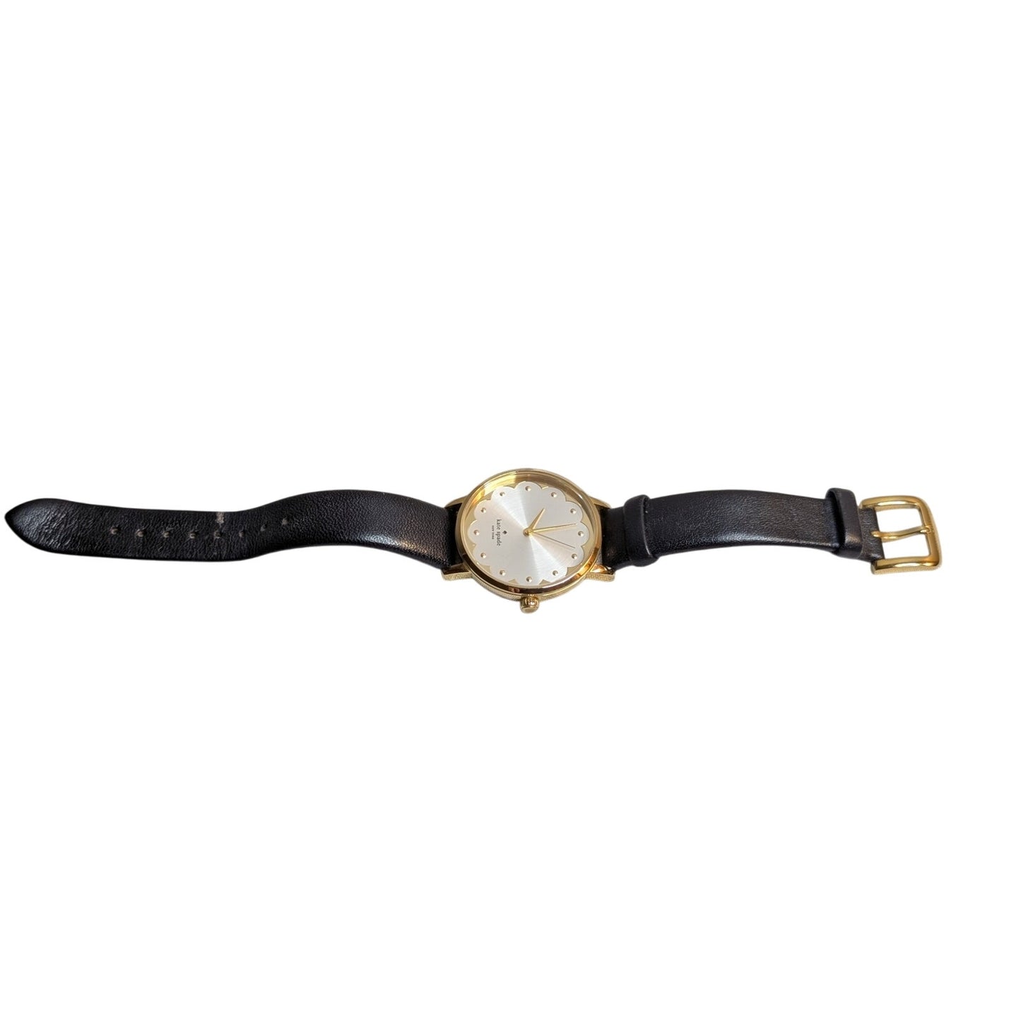 Kate Spade New York Metro Scallop Three-Hand Black Leather Watch