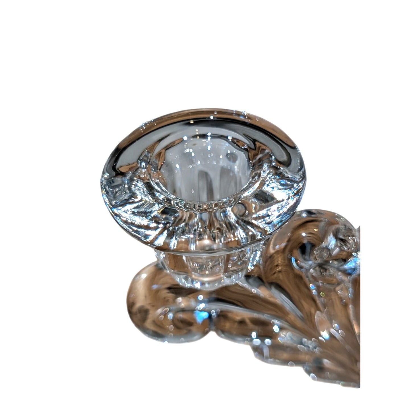 Clear Glass Double Light Candlestick Round Base