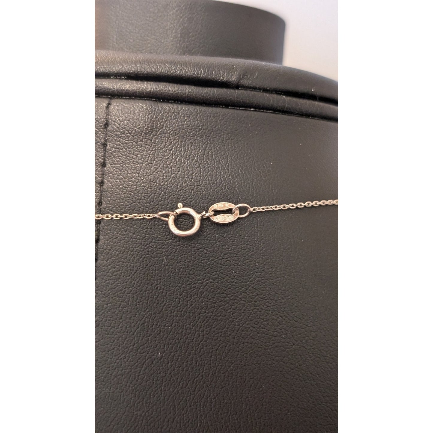 925 Italy Sterling Silver Chain & Wood Inlay Pendant 17.5" Necklace