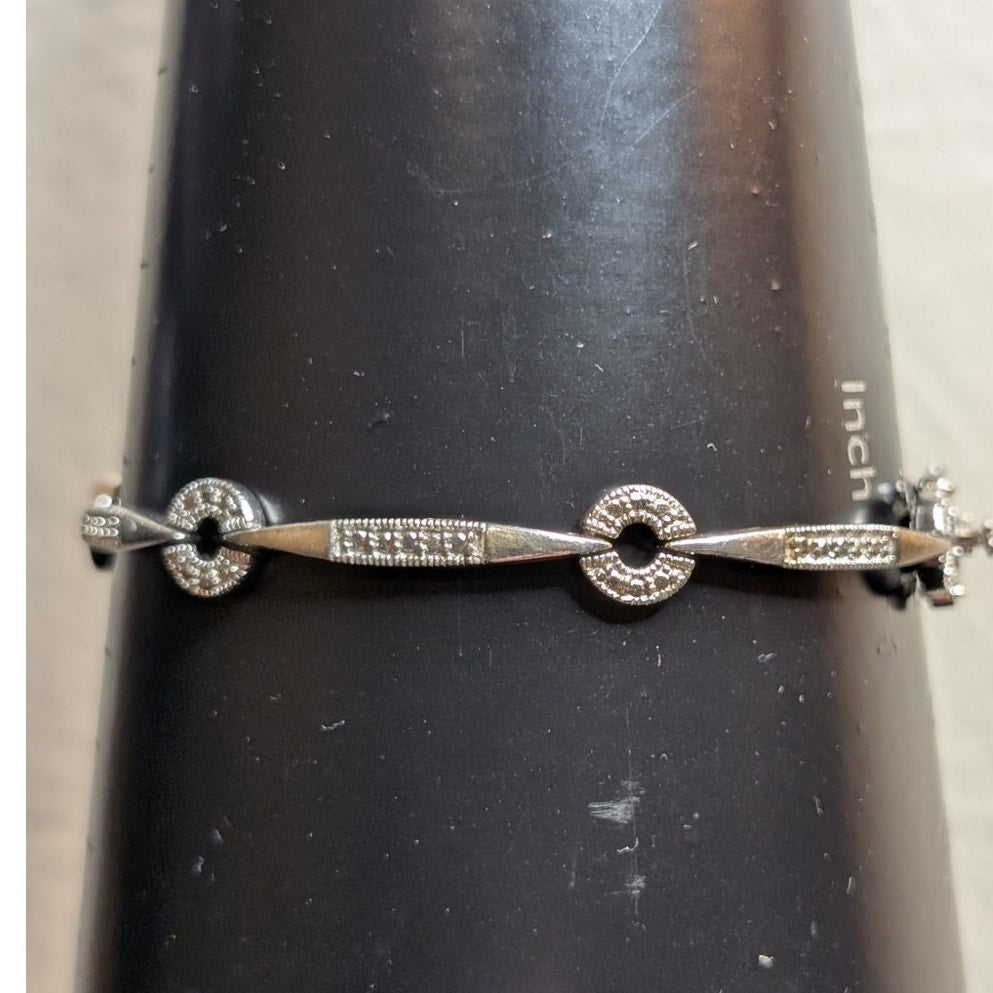 Silver Tone Circle Bar RL Tennis Bracelet