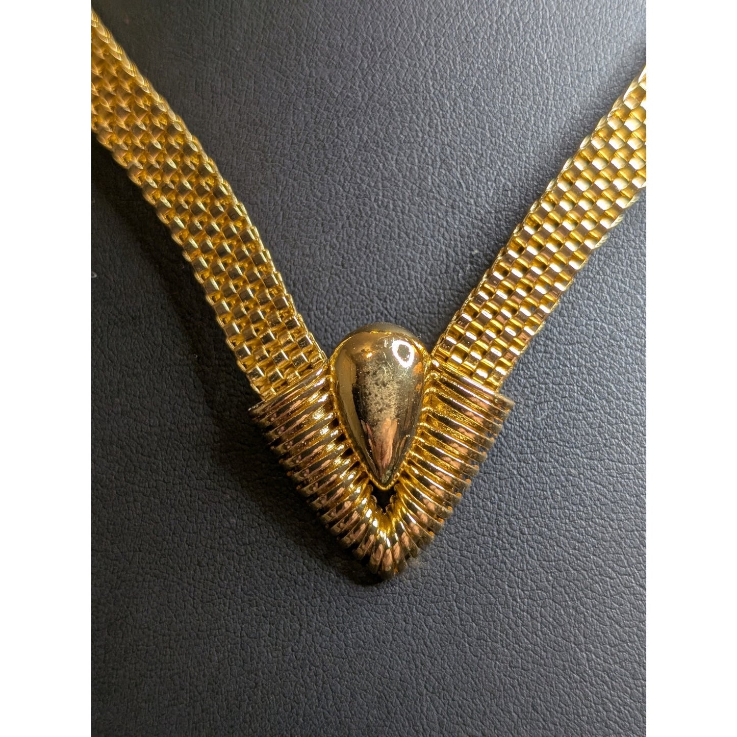 Three Piece V-Shaped Gold Tone Mesh Jewelry Set