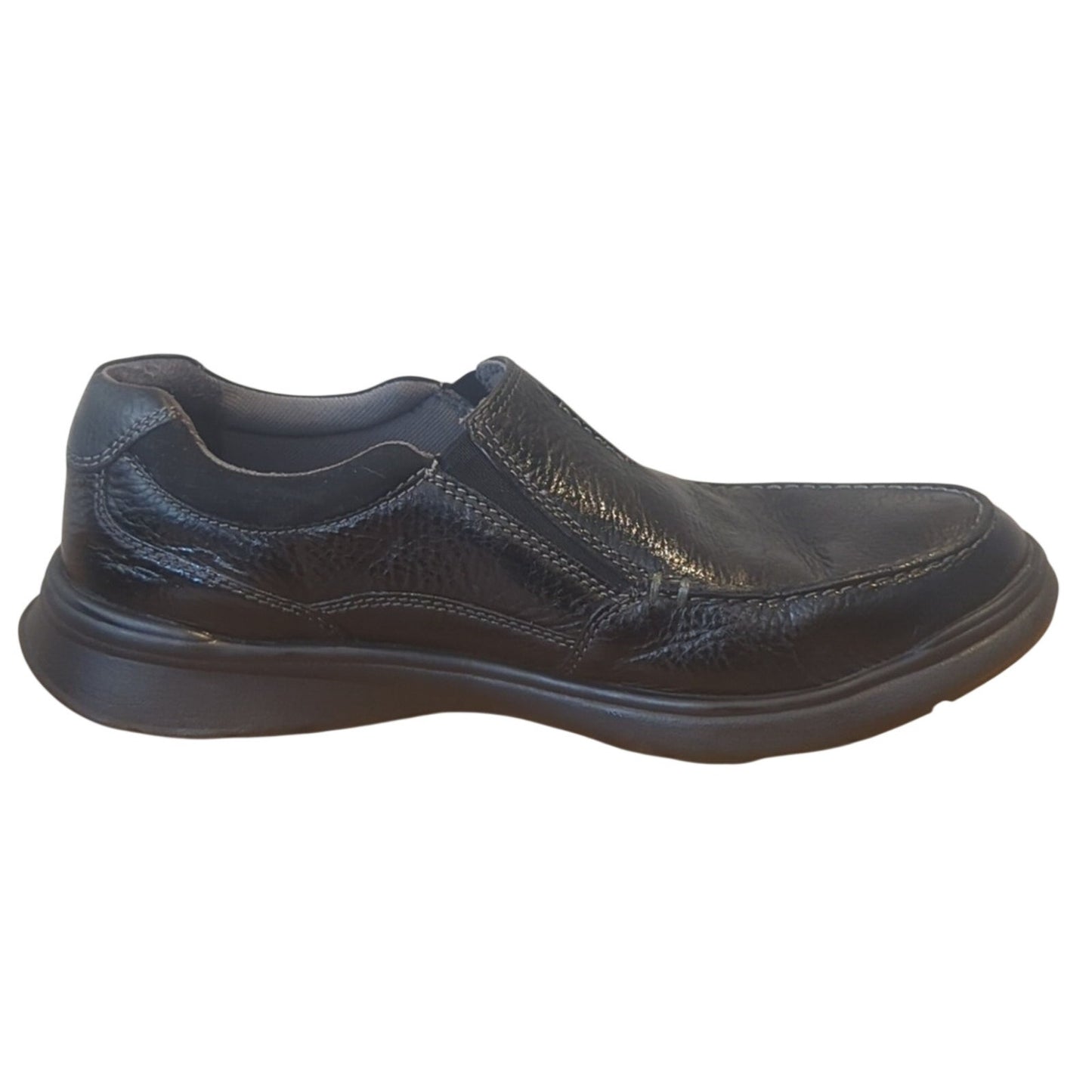 Clarks Collection Cotrell Free Black Oily Leather Pebbled Grain Loafer Men's 11M