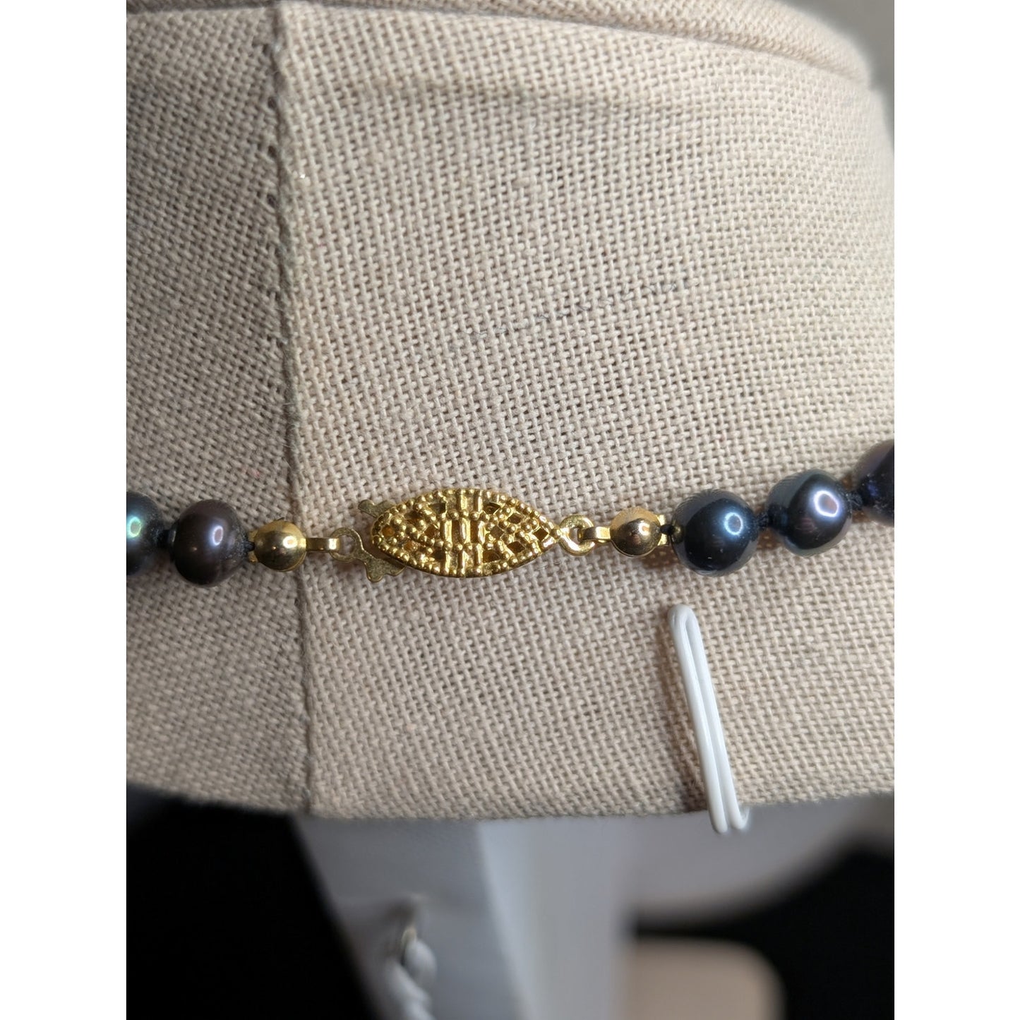 Vintage Black Freshwater Pearl Hand-Knotted Slightly Graduated 18" Necklace