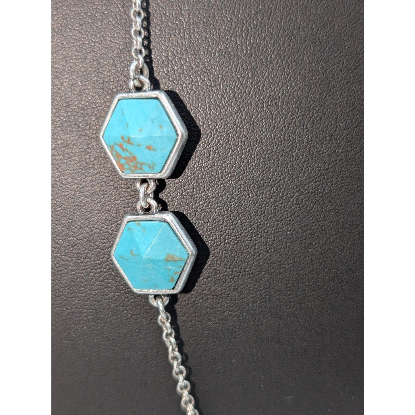 Lucky Brand NWT Blue & Green Bead Silver Tone Station 34"-36" Chain Necklace