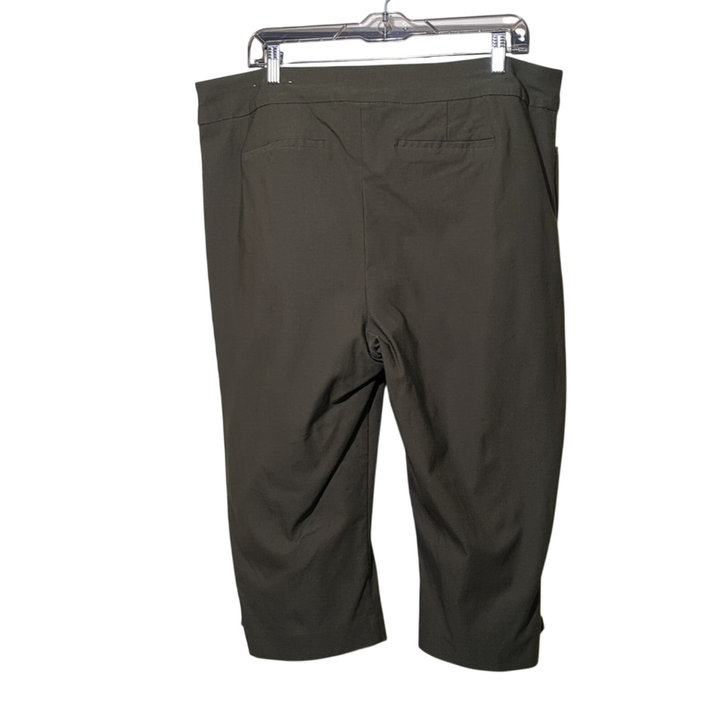 Chico's Women's Size 3 (US 16) Olive Green Button Tab Crop Stretch Pull On Pant