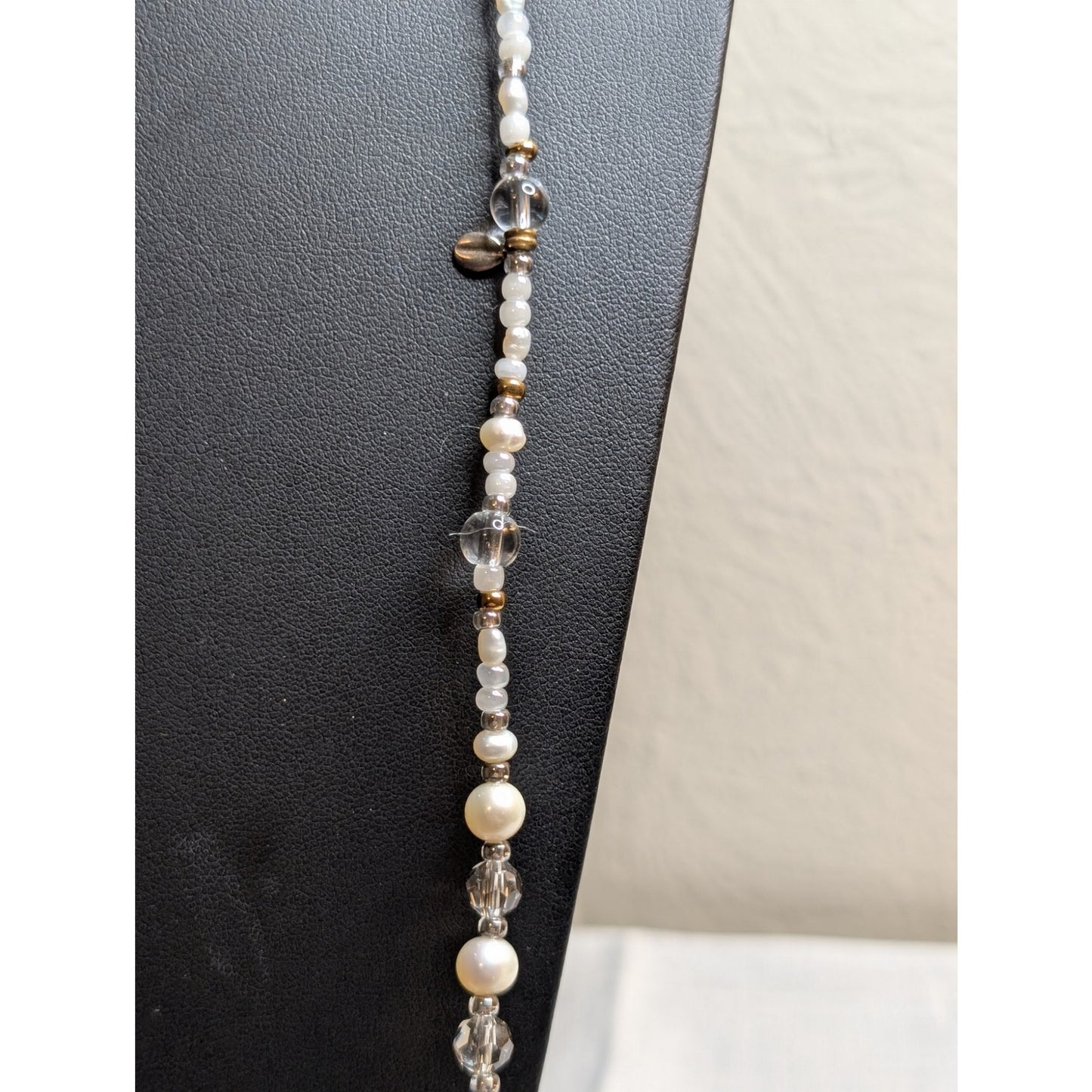 SILPADA Jewelry Stardust 54" Sterling Silver Brass Pearl Crystal Beaded Necklace
