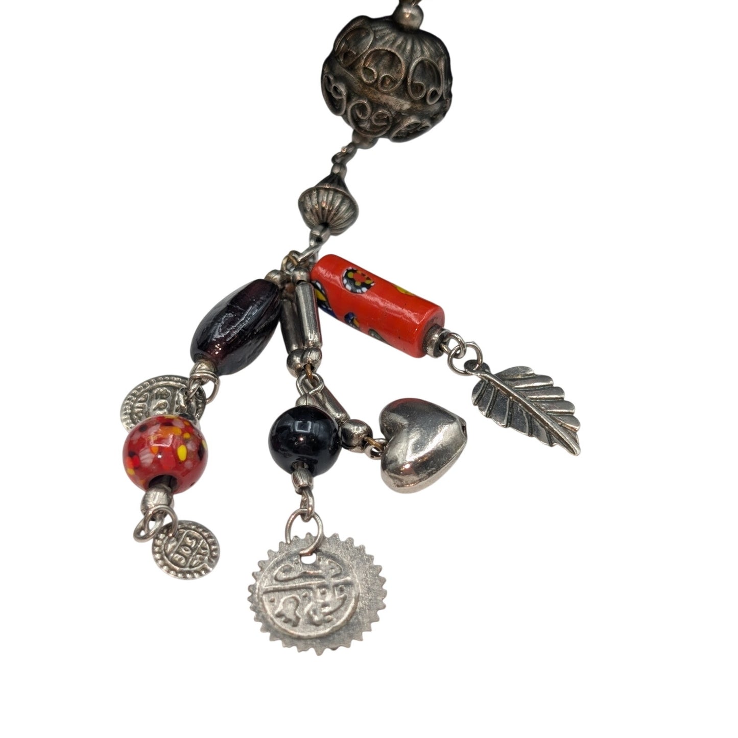Antique/Vtg Murano Venetian Millefiori African Trade Beads Dangle 34" Necklace