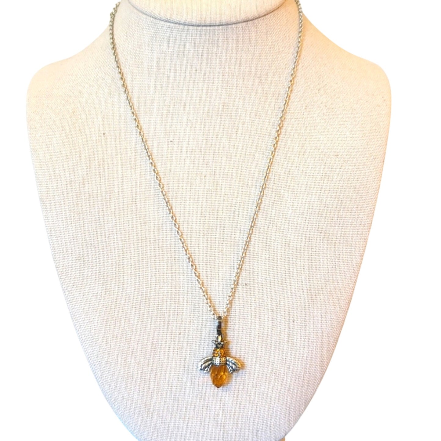 Queen Honeybee Charm Silver Tone Necklace