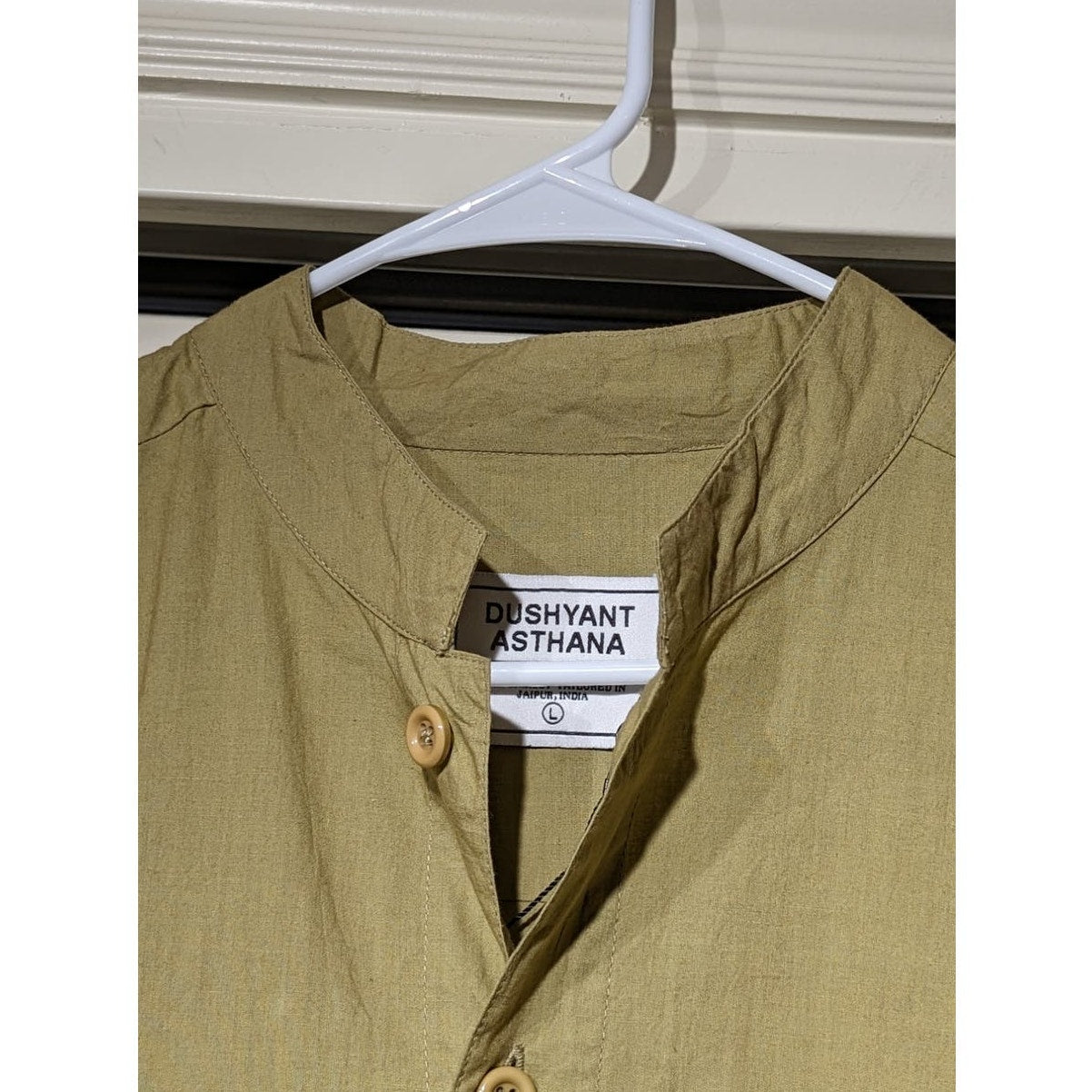 Yobel NWT Military Olive Bombay Button Front 100% Cotton Tunic Mens Size L