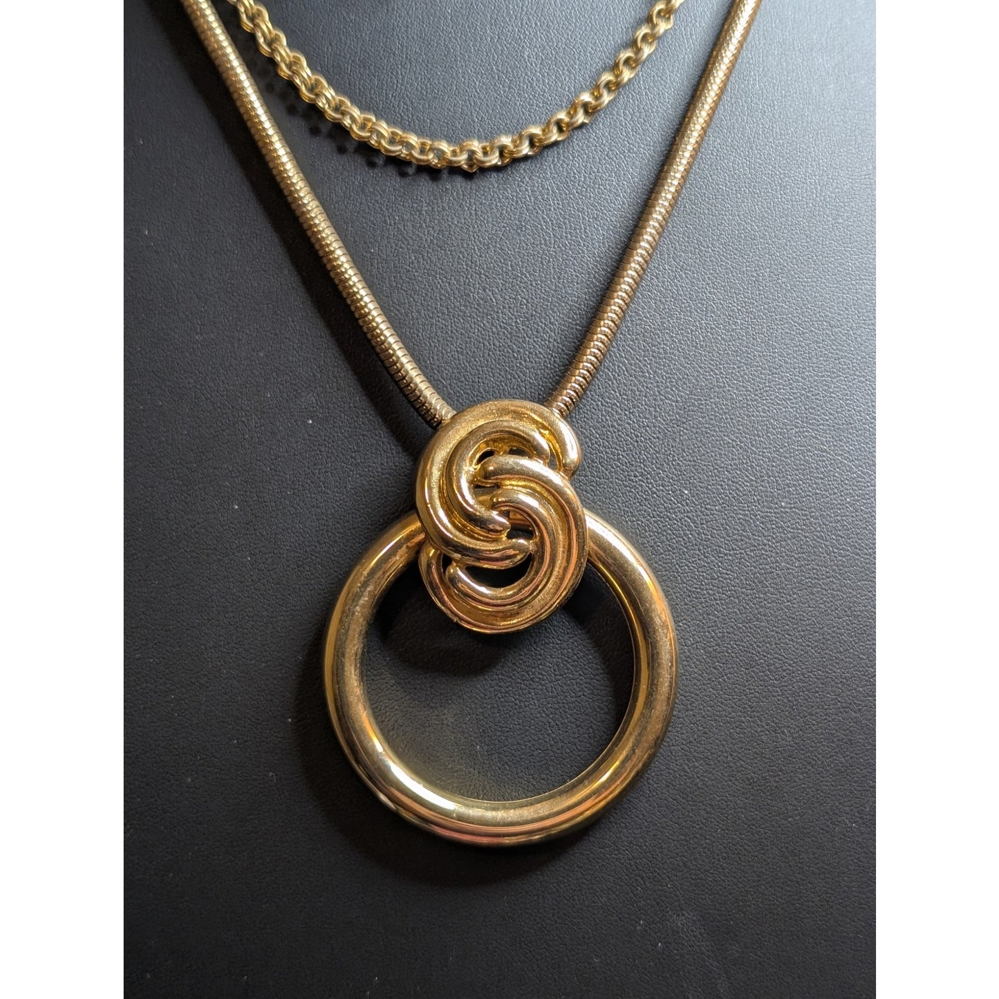 Layered Look Three Necklace Gold Tone Edgy Theme Lot