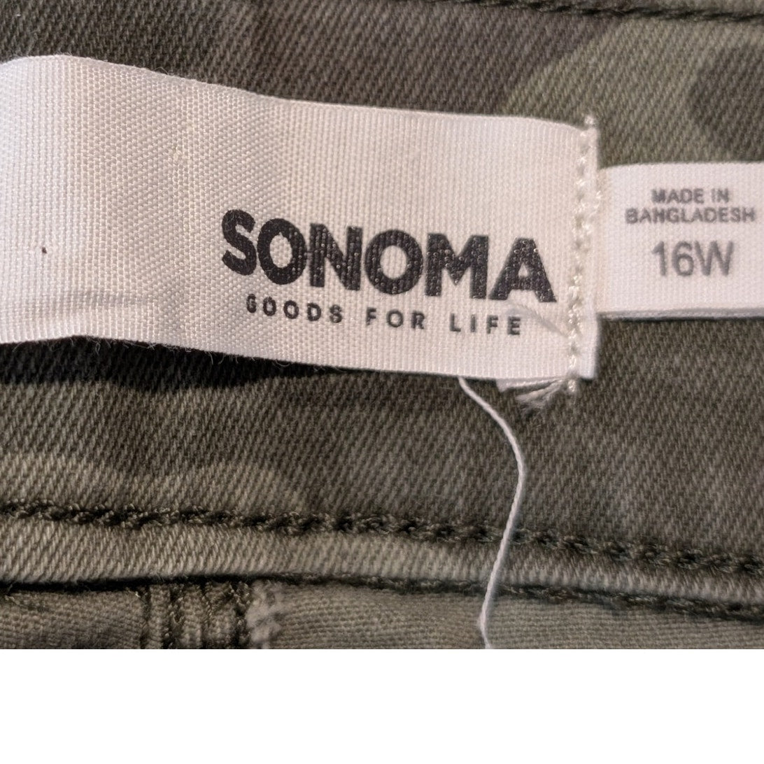 Sonoma Goods for Life Olive Camo Pull On Cotton Stretch Pant Women's Size 16W