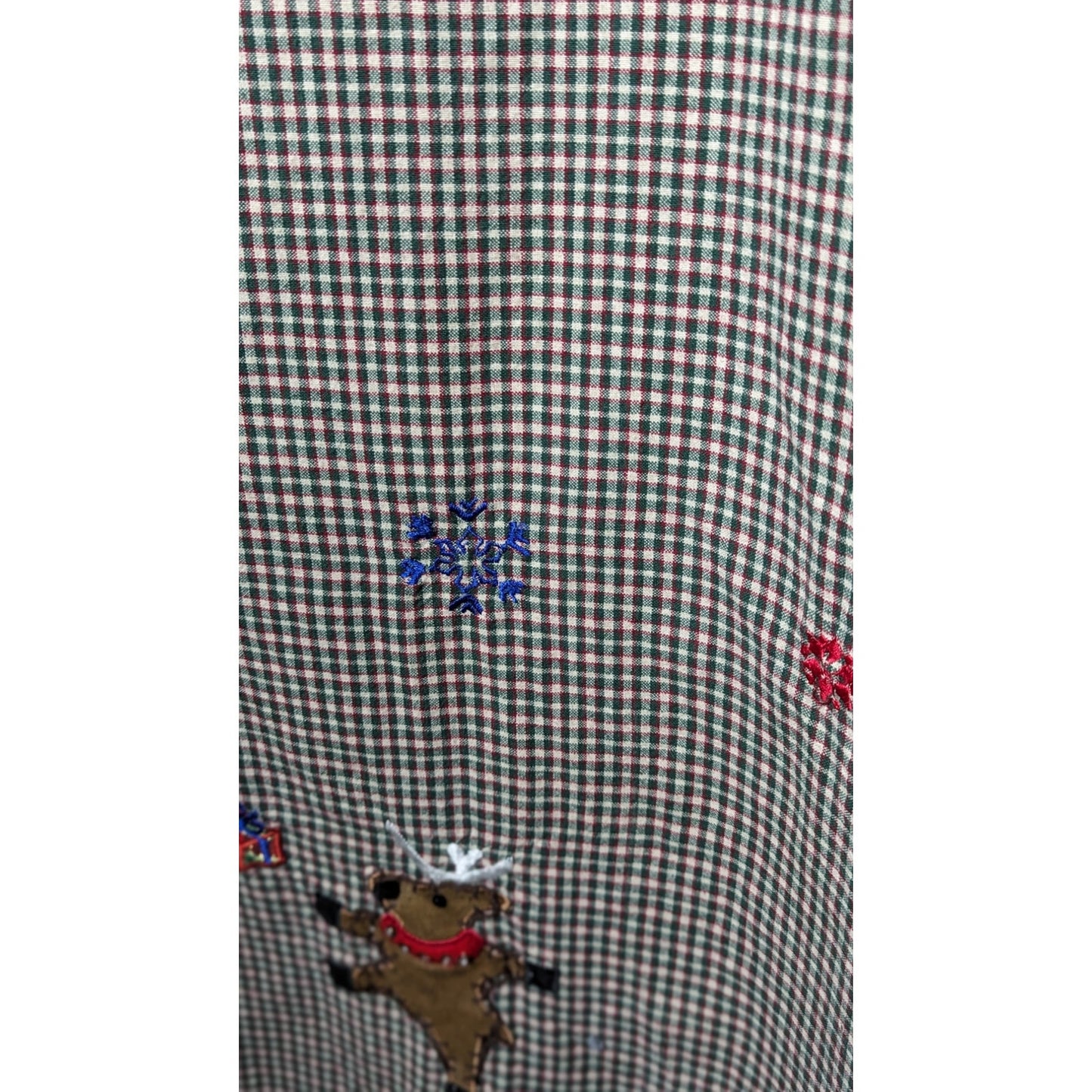 Vintage 1990s Lemon Grass Plaid Santa Reindeer Christmas Jumper Sz 2X