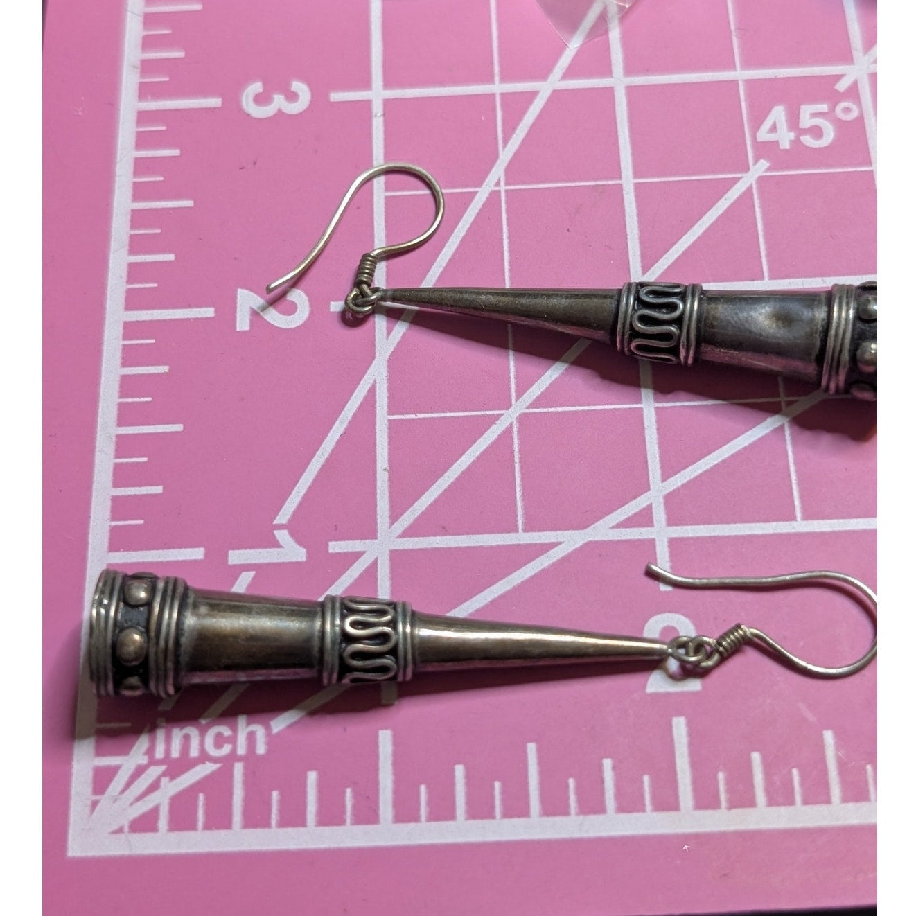 Vintage 925 Sterling Silver Bali Style Drop Dangle Earrings