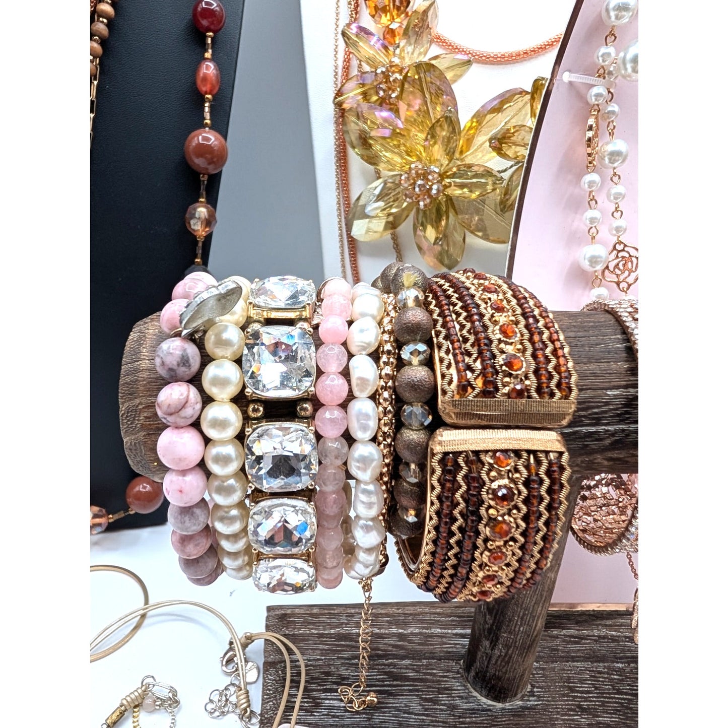 Reseller's Delight Curated Lot of 48 Pink Rose Theme Jewelry Pieces