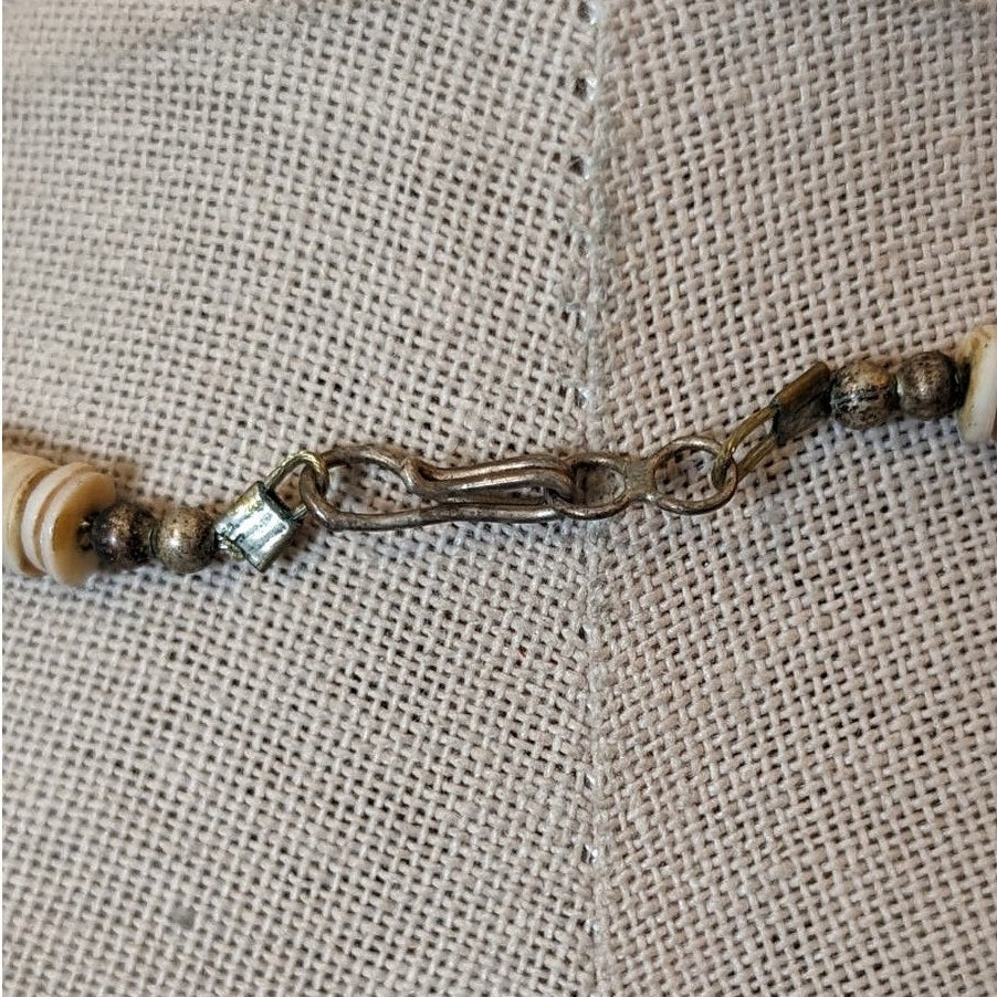 Vintage Native American Heishi Hook Closure Necklace W/ Triangular Inlay Pendant