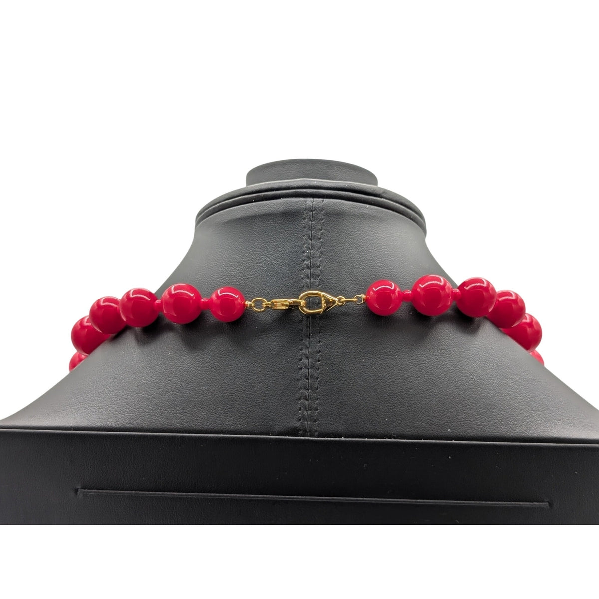 Vtg Signed OLCI 28" Long Heavy Lucite Deep Hot Pink Graduated Beaded Necklace