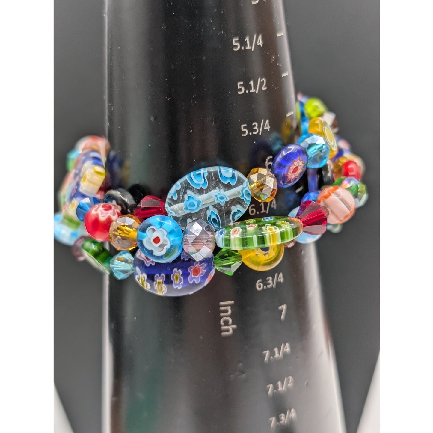 Millefiori Glass Bead Wire Wrap Bracelet