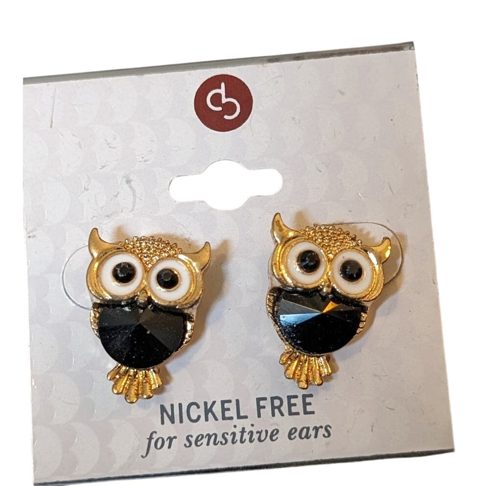 Dress Barn Nickel Free Owl Post Earrings NWT