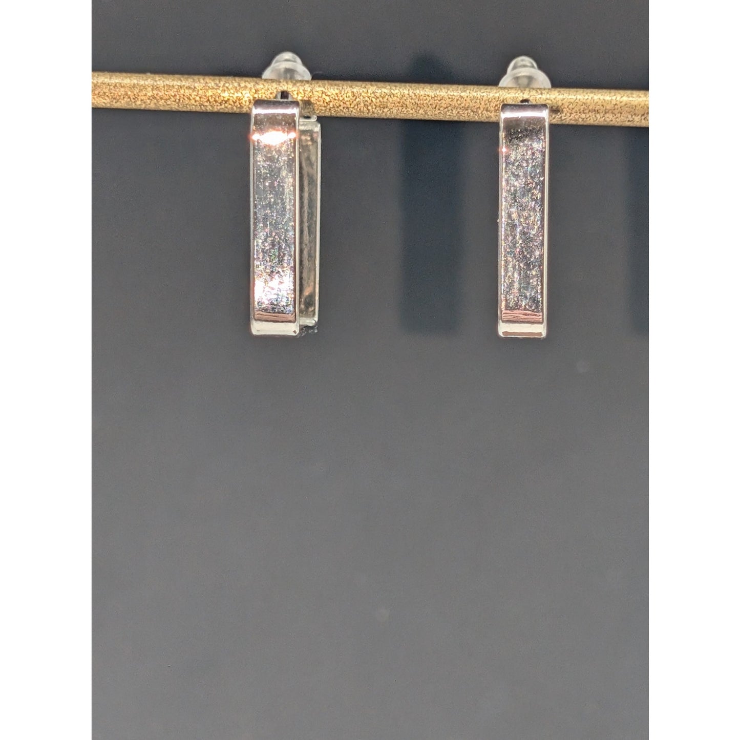 Silver Tone Square Hoop Earrings