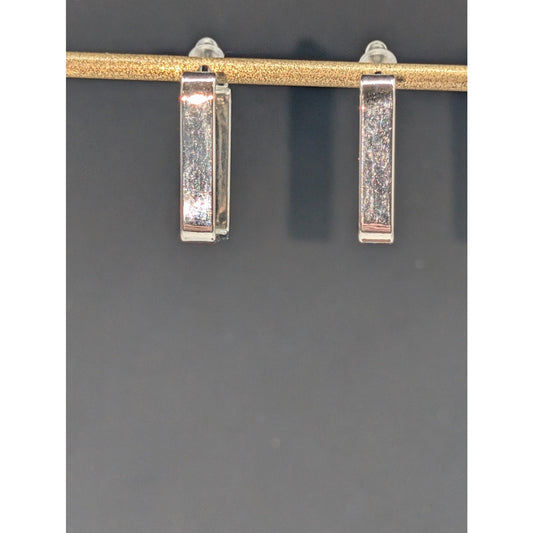 Silver Tone Square Hoop Earrings