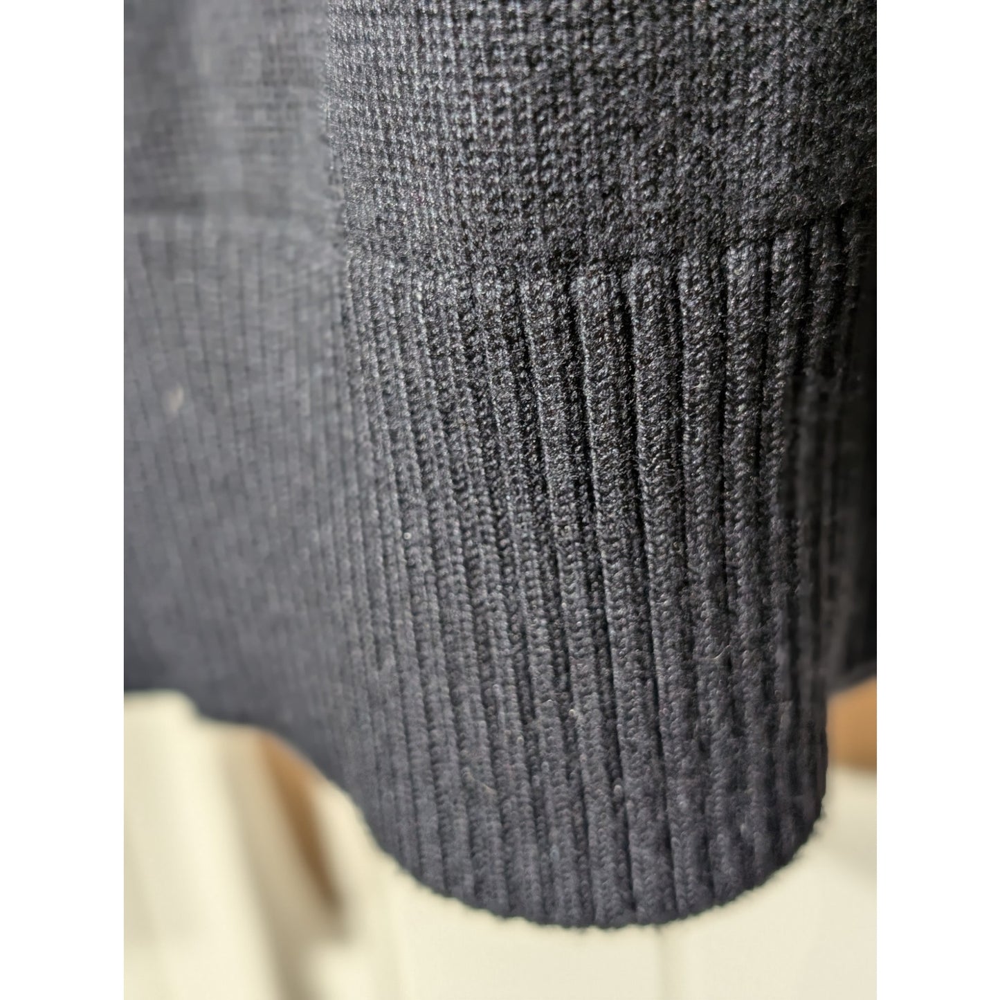 Nautica Black Cotton Viscose V-Neck Ribbed Hem Cuff Long Sleeve Sweater Mens L