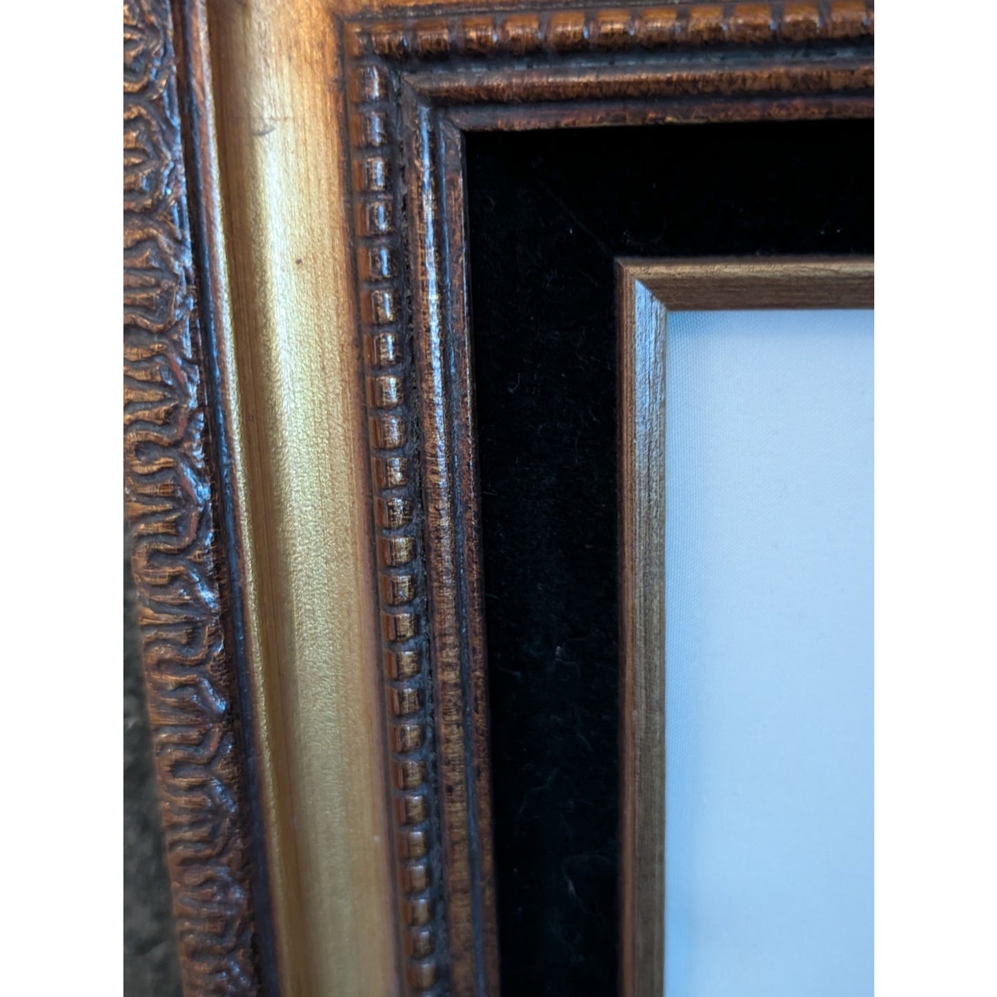 Vintage Ribbon & Lace Print Lady in Vintage Wood Frame