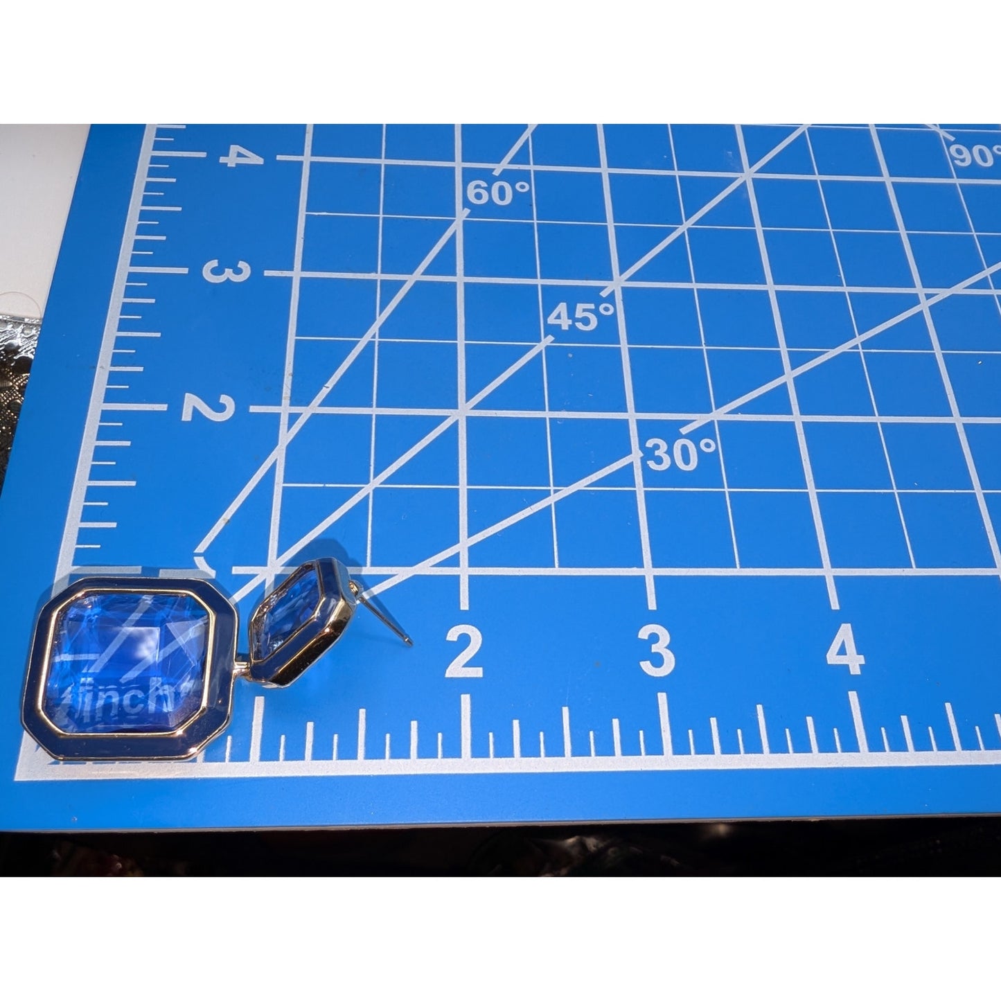 Blue Lagoon Glass Gold Tone Blue Enamel Drop Pierced Earrings