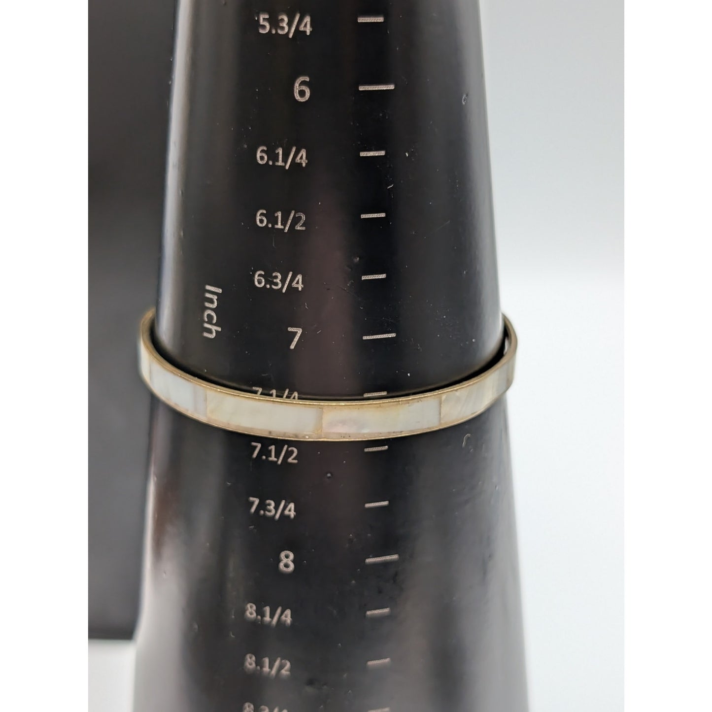 Vintage Lot of Three MOP Inlay Brass Bangle Bracelets