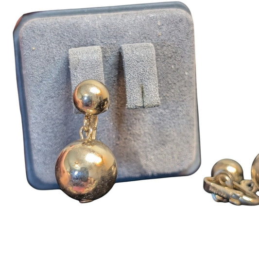 Vintage Bergere Soft Gold Tone Clip On Ball Dangle Earrings