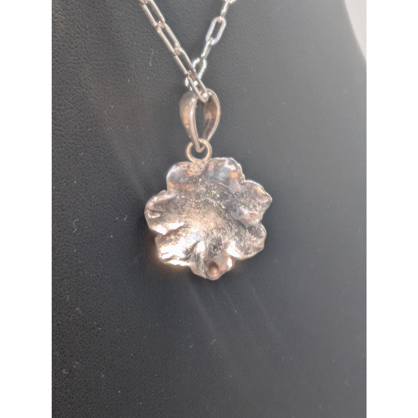 Vintage 925 Sterling Silver Floral Center Pearl Pendant 18"-20" Chain Necklace