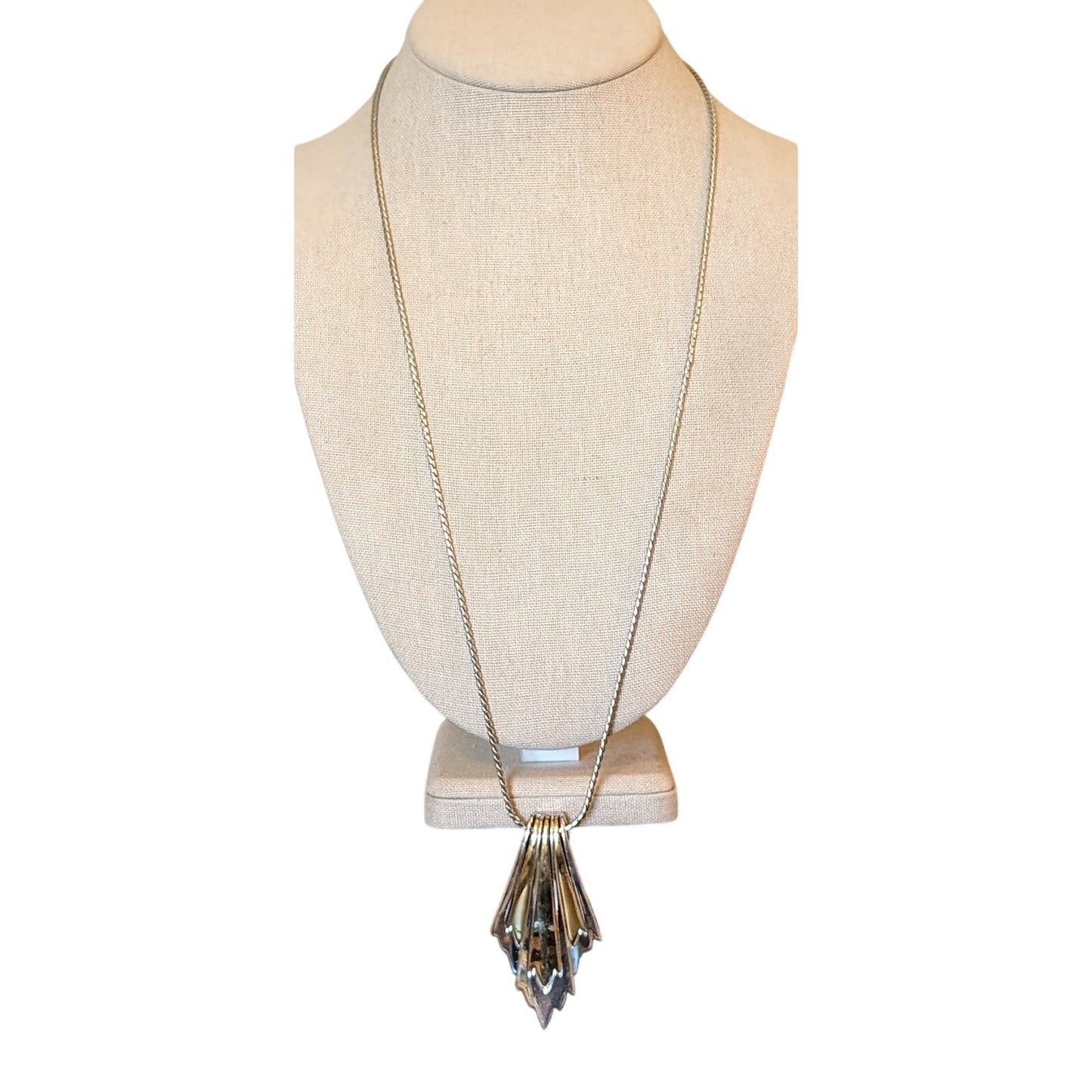 Vintage Rare Monet Multi-Tone Gold Plated Pendant 26" Necklace