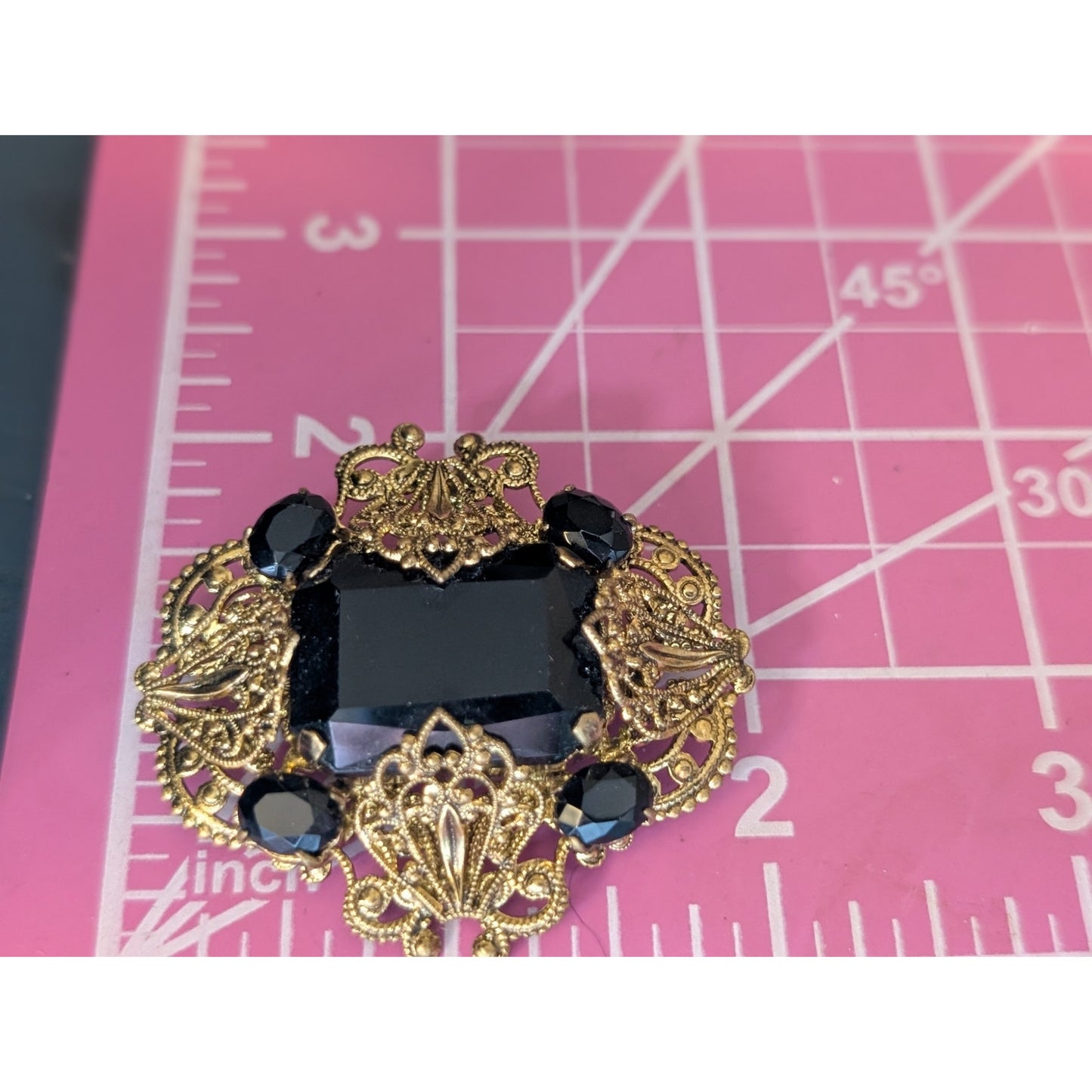 Vintage Gilded Filigree Three Piece Brooch Lot
