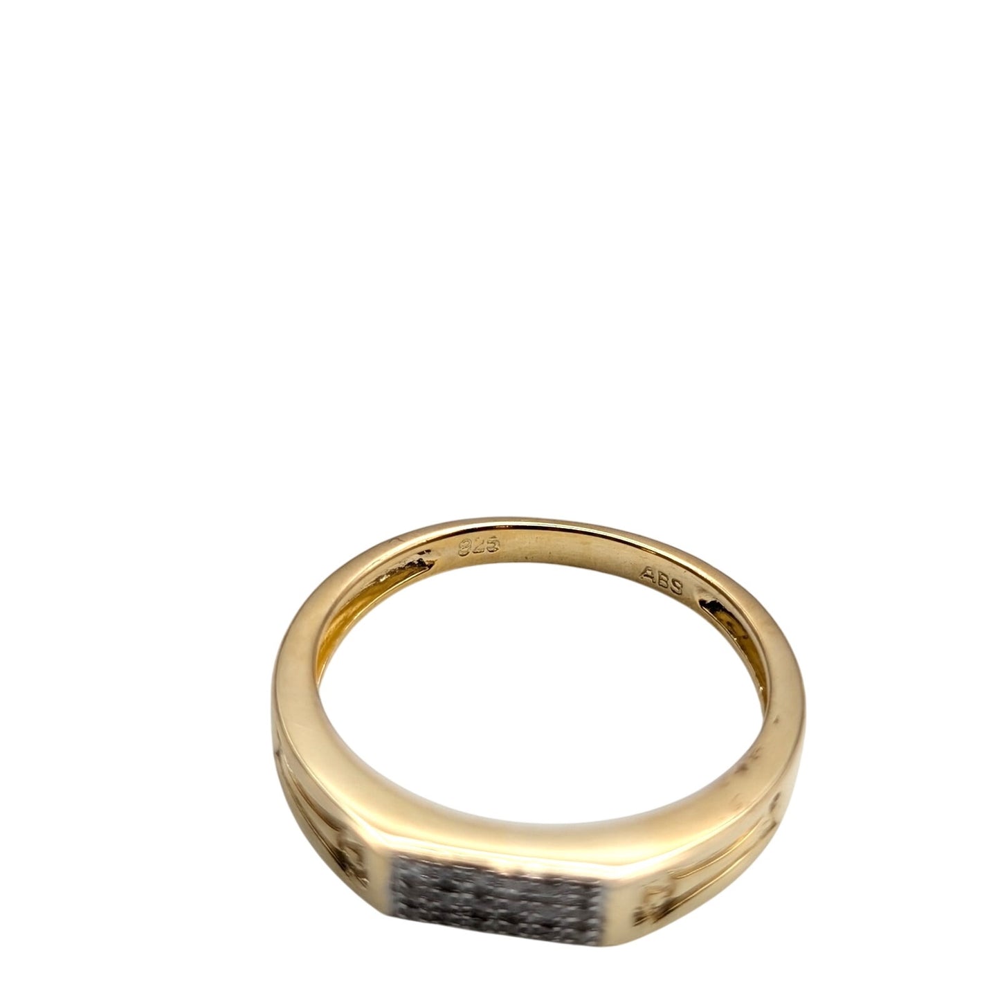 925 Gold Vermeil Set Stones Test as Diamond Marked ABS Ring Size 7