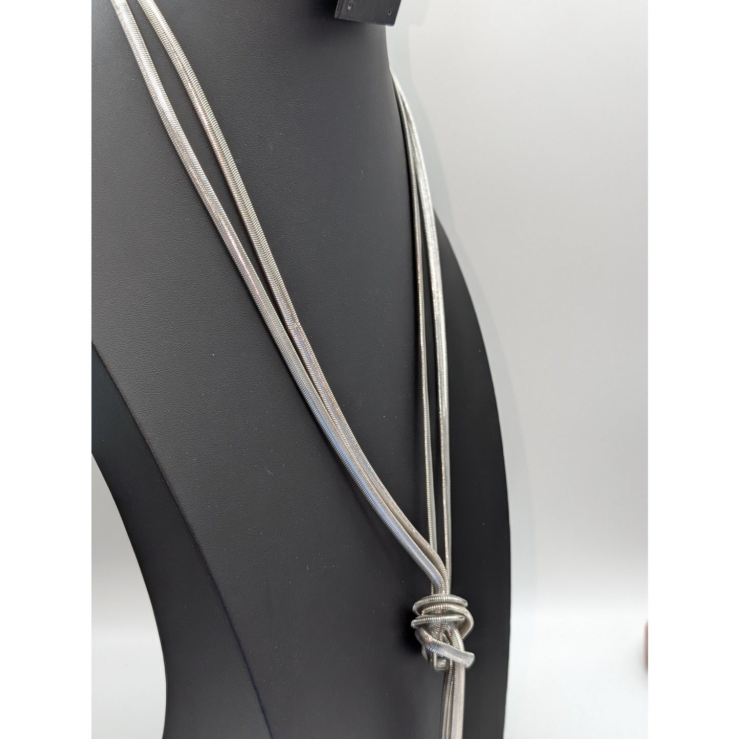 Charming Charlie Long Double Strand Knotted Snake Chain Tassel Necklace