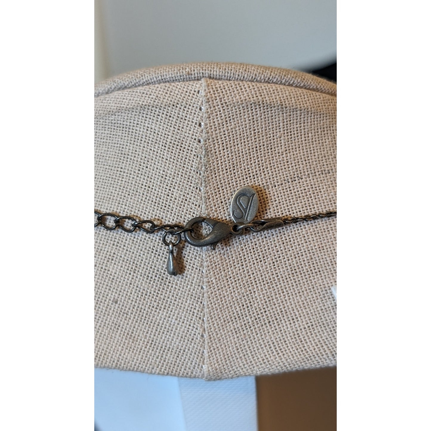 Black Crystal Charm Gun Metal Chain Necklace