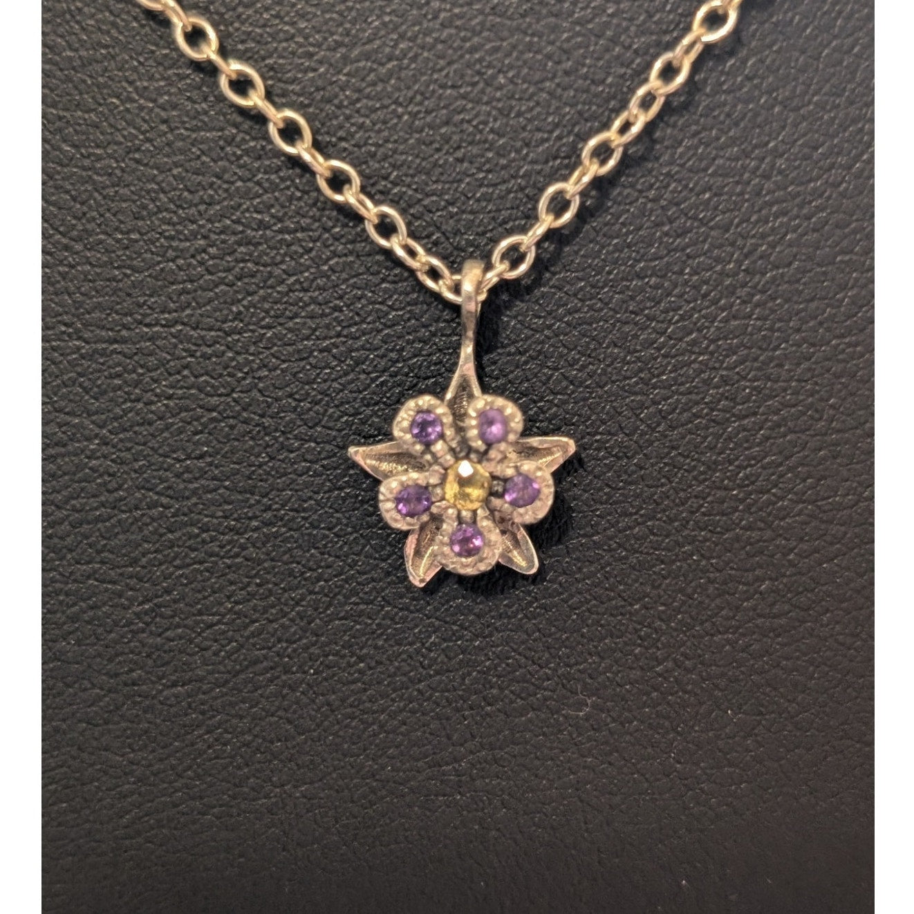 Brendan White Columbine Amethyst & Yellow Sapphire Sterling Silver 17" Necklace