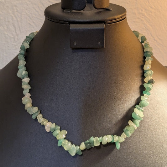 Green Chip Stone Gold Tone 17"-20" Necklace