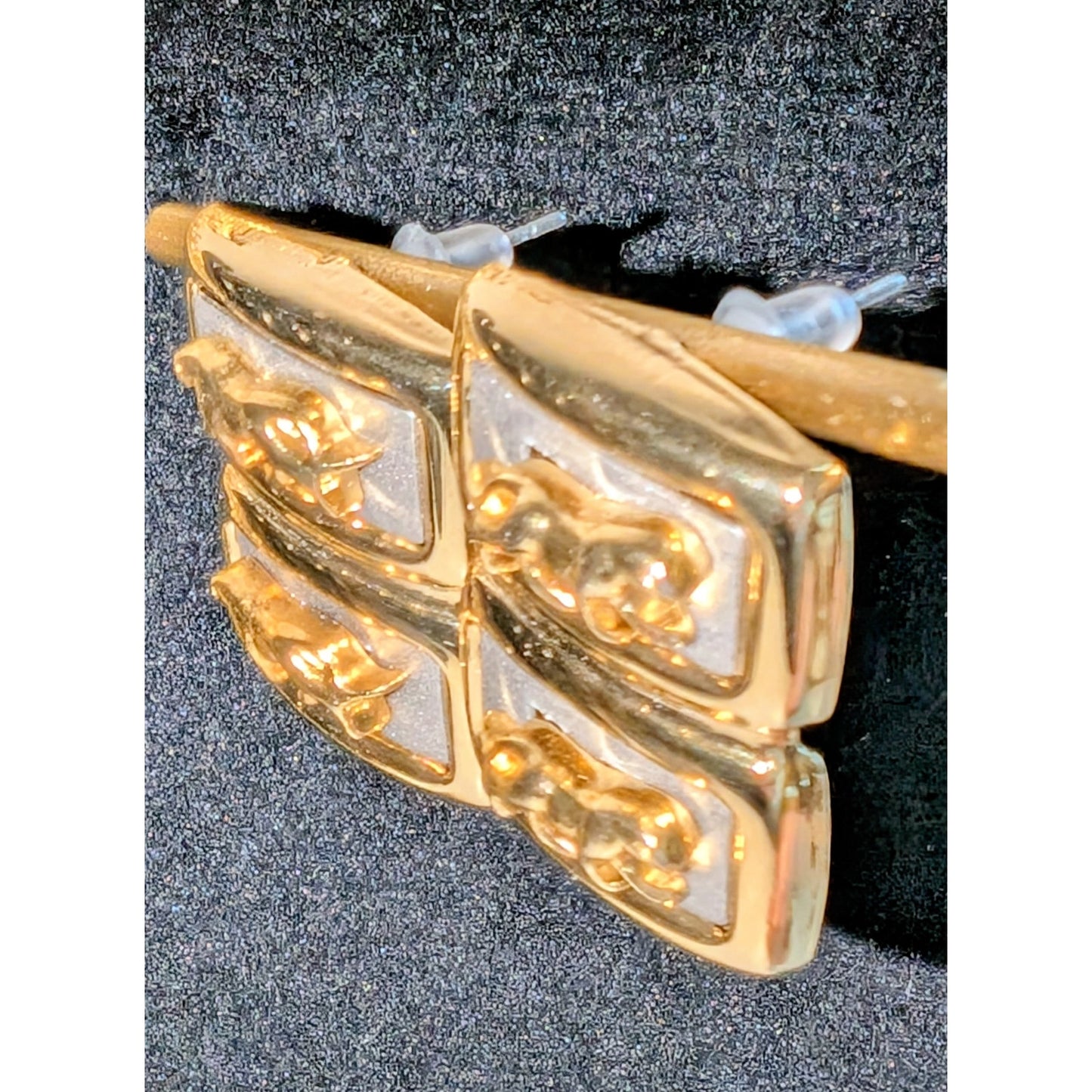 Vintage Two Tone Double Panther Pierced Earrings