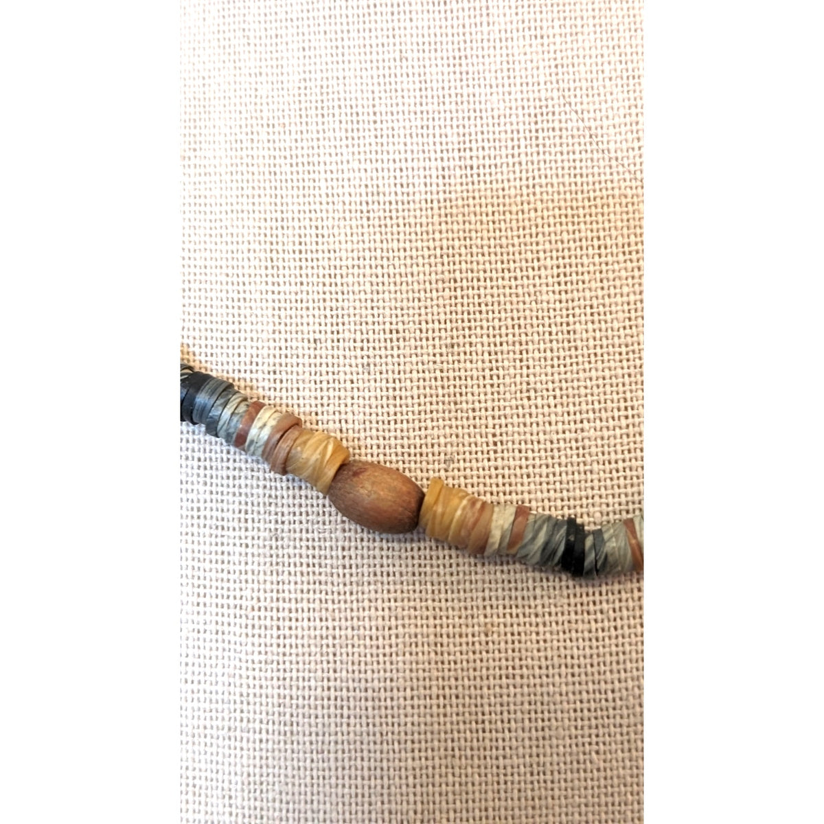 Neutral Gray Brown Tan Marbled Resin Heishi & Wood Bead 17.5" Necklace