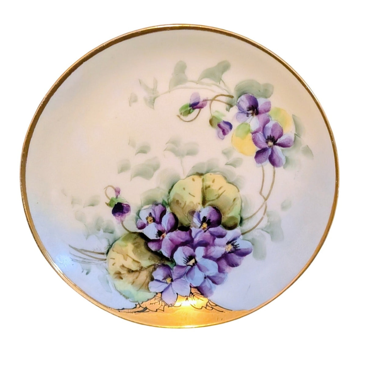 Vintage Uno Favorite Bavarian Hand-Painted Purple Violets Gilt Edge 6" Plate