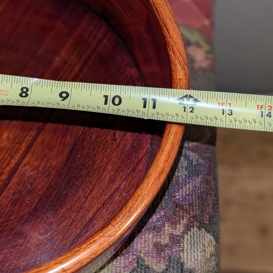 Large Hand Turned Solid Wooden Salad Fruit Bowl 12" Round X 5" Tall