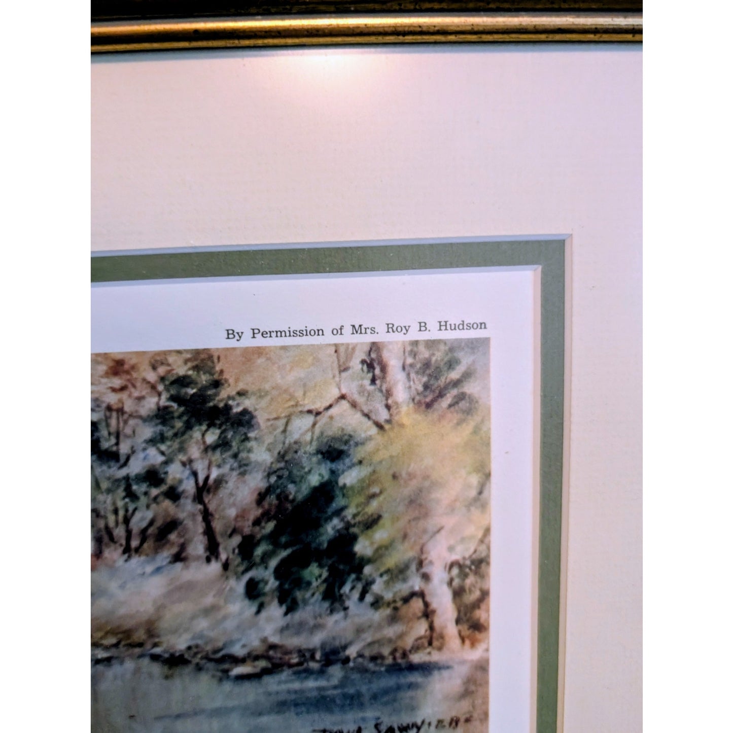 1975 Paul Sawyier Gilt Wood Frame Collector 'Still Waters' Numbered Copied Print