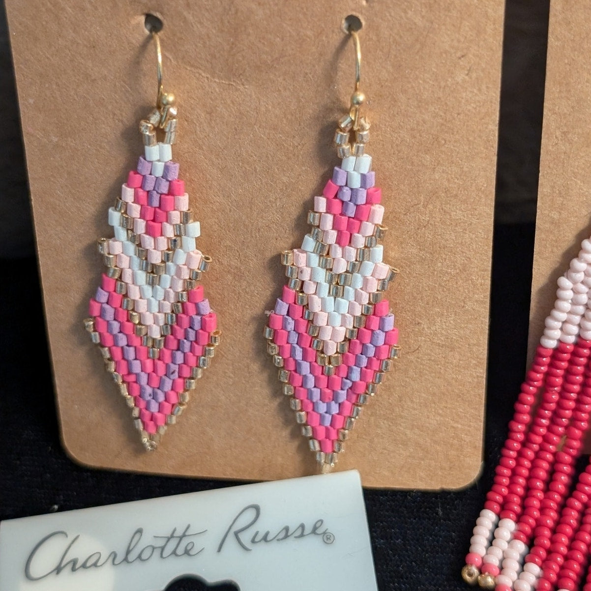 Lot of Eight Pair Boho Beaded Dangle Post Pierced Earrings
